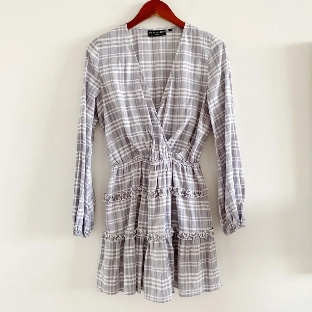 The Fifth Label Ivy Stripe Mini Dress Dress Gray White - Picture 13 of 14